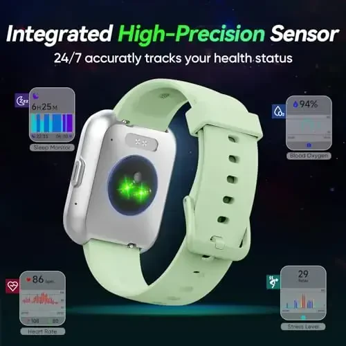 Fitpolo erkaklar/ayollar uchun aqlli soatlar, 1,8 dyuymli Alexa o'rnatilgan fitnes treker soati Bluetooth qo'ng'iroqlari, IP68 suv o'tkazmaydigan, yurak urishi/uyqu/SpO2/Stress monitori, Android va iPhone uchun 110 sport rejimi - 4