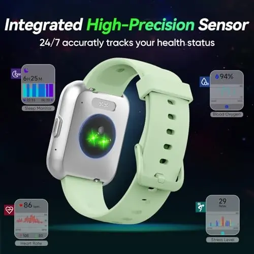 Fitpolo erkaklar/ayollar uchun aqlli soatlar, 1,8 dyuymli Alexa o'rnatilgan fitnes treker soati Bluetooth qo'ng'iroqlari, IP68 suv o'tkazmaydigan, yurak urishi/uyqu/SpO2/Stress monitori, Android va iPhone uchun 110 sport rejimi - 4