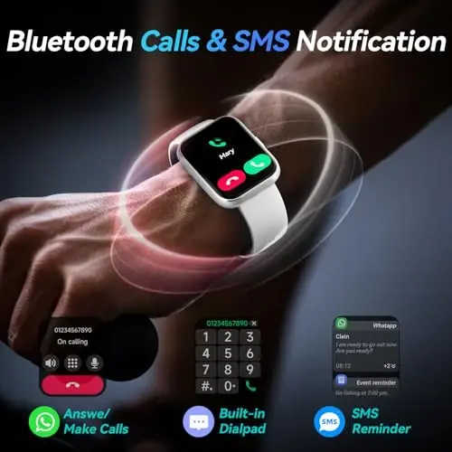 Fitpolo erkaklar/ayollar uchun aqlli soatlar, 1,8 dyuymli Alexa o'rnatilgan fitnes treker soati Bluetooth qo'ng'iroqlari, IP68 suv o'tkazmaydigan, yurak urishi/uyqu/SpO2/stress monitoringi, Android va iPhone uchun 110 sport rejimi - 5