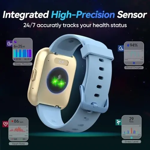 Fitpolo erkaklar/ayollar uchun aqlli soatlar, 1,8 dyuymli Alexa o'rnatilgan fitnes treker soati Bluetooth qo'ng'iroqlari, IP68 suv o'tkazmaydigan, yurak urishi/uyqu/SpO2/Stress monitoringi, Android va iPhone uchun 110 sport rejimi - 3