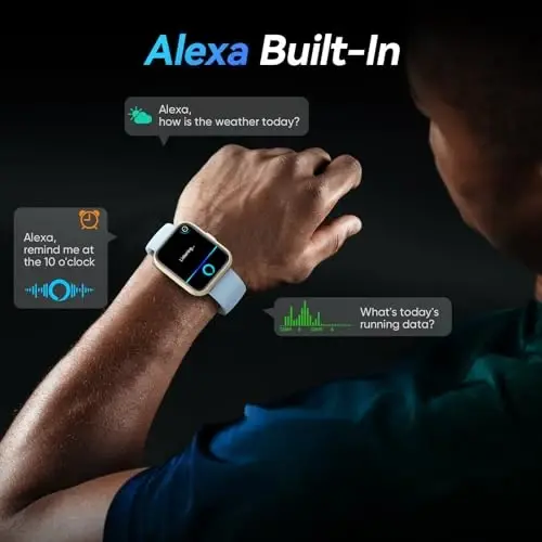 Fitpolo erkaklar/ayollar uchun aqlli soatlar, 1,8 dyuymli Alexa o'rnatilgan fitnes treker soati Bluetooth qo'ng'iroqlari, IP68 suv o'tkazmaydigan, yurak urishi/uyqu/SpO2/Stress monitoringi, Android va iPhone uchun 110 sport rejimi - 4