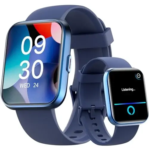 Fitpolo erkaklar/ayollar uchun aqlli soatlar, 1,8 dyuymli Alexa o'rnatilgan fitnes trekeri Bluetooth qo'ng'iroqlari, IP68 suv o'tkazmaydigan, yurak urishi/uyqu/SpO2/Stress monitoringi, Android va iPhone uchun 110 sport rejimi 