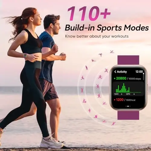 Fitpolo Smart Watches for Men/Women, 1.8'' Alexa Built-in Fitness Tracker Watch with Bluetooth Calls, IP68 Waterproof, Heart Rate/Sleep/SpO2/Stress Monitor, 110 Sport Modes for Android & iPhone - 6