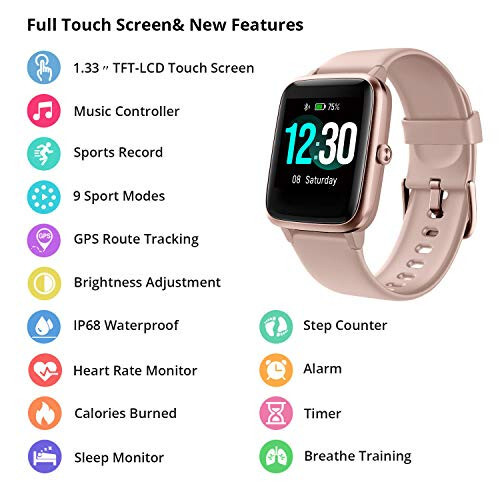 Fitpolo Fitness Tracker with Heart Rate Monitor, Smart Watch 1.8 inches Color Touch Screen IP68 Waterproof Step Calorie Counter Sleep Monitoring Pedometer Watches Activity Tracker for Women Men Kids - 2