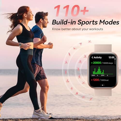 Fitpolo Kadınlar İçin Akıllı Saatler, 1.8'' Dahili Alexa Fitness İzleme Saati Bluetooth Aramalarıyla, IP68 Su Geçirmez, Kalp Atış Hızı/Uyku/SpO2 Monitörü, 110 Spor Modu Android ve iPhone ile Uyumlu - 10