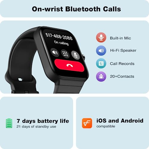 Fitpolo Smart Watch for Men Women,1.8” Touchscreen, Bluetooth Call, Alexa Built-in,24/7 Heart Rate, SpO2 Monitor, Step Counting, Sleep Tracking,IP68 Waterproof Fitness Tracker Watch for Android iPhone - 2