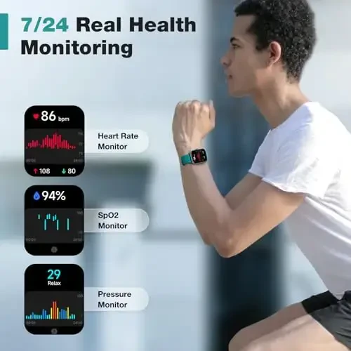 Fitpolo Smart Watch for Men Women,1.8” Touchscreen, Bluetooth Call, Alexa Built-in,24/7 Heart Rate,SpO2 Monitor,Step Counting,Sleep Tracking, IP68 Waterproof Fitness Tracker Watch for Android iPhone - 5