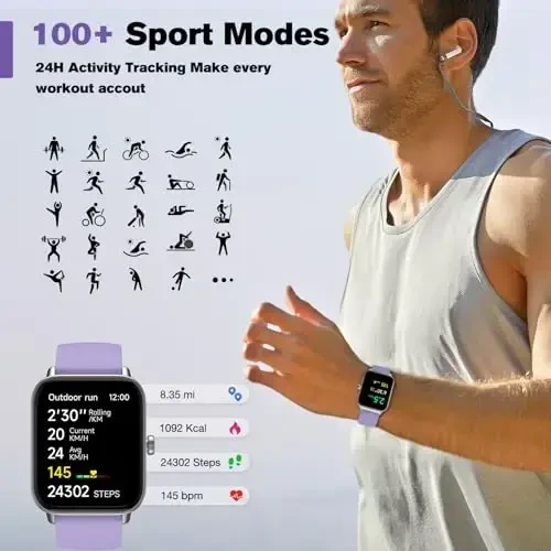 Fitpolo Smart Watch for Women,1.8” Touchscreen, Bluetooth Call, Alexa Built-in,24/7 Heart Rate, SpO2 Monitor, Step Counting, Sleep Tracking, IP68 Waterproof Fitness Tracker Watch for Android iPhone - 6