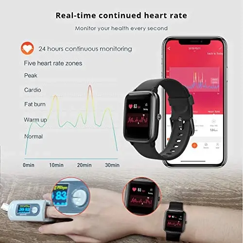 Fitpolo Yurak urish tezligini kuzatuvchi fitnes trekeri, Smart Watch 1,8 dyuymli rangli sensorli ekran IP68 suvga chidamli qadam kaloriyalari hisoblagichi Uyquni kuzatish Pedometr Soatlari Ayollar uchun faollik trekeri - 4