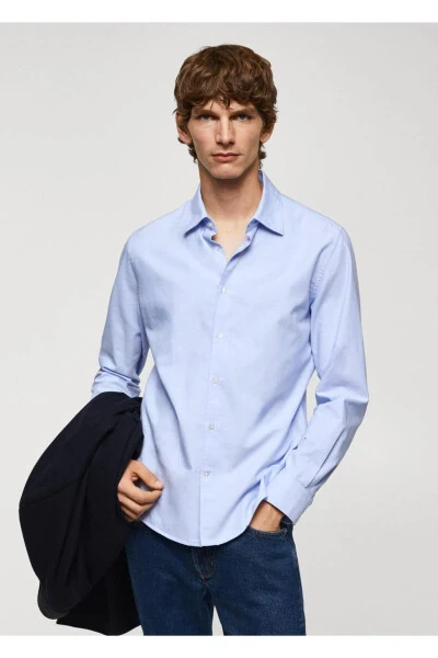 Fitted cotton Oxford shirt - MANGO MAN