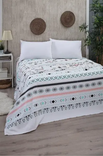 Fitted Double Sheet Pique Bedspread-White 
