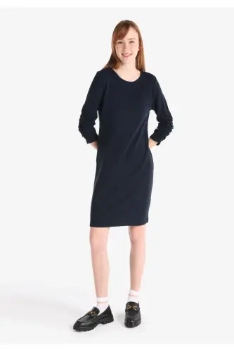 Fitted, navy blue women's dress. - 3