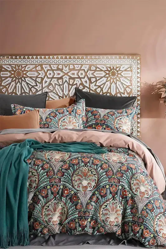 Fitted Sheet Duvet Cover Set Double Size Bohemian-Multicolor - İQON