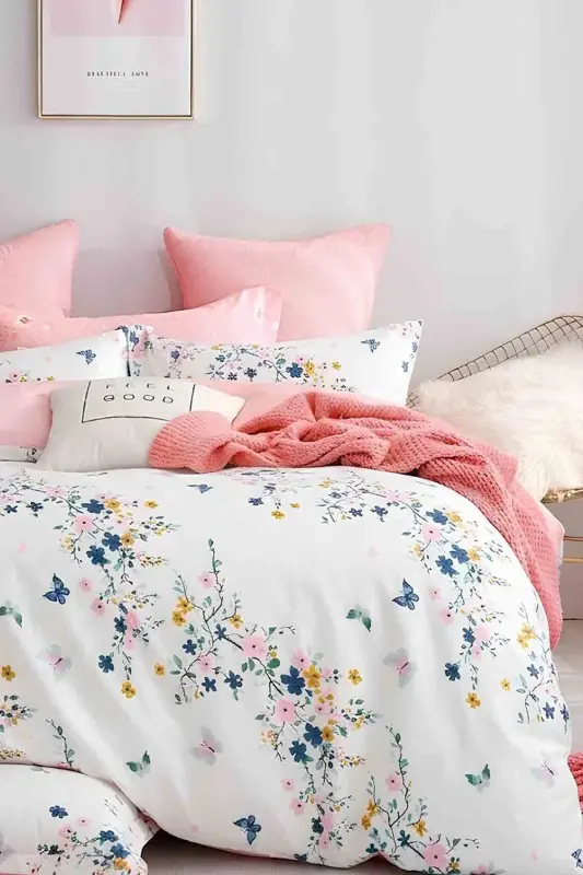 Fitted Sheet Duvet Cover Set Double Size jungle Pink-Jungle Pink - 2