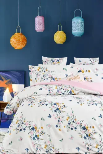 Fitted Sheet Duvet Cover Set Double Size jungle Pink-Jungle Pink - 1