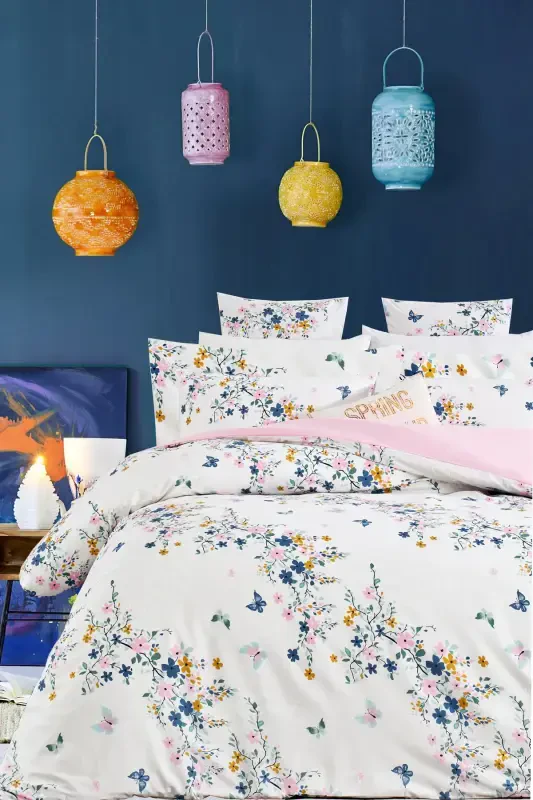 Fitted Sheet Duvet Cover Set Double Size jungle Pink-Jungle Pink - İQON