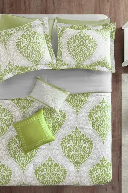 Fitted Sheet Duvet Cover Set Double Size OTTOMAN Green-ottoman green - 1