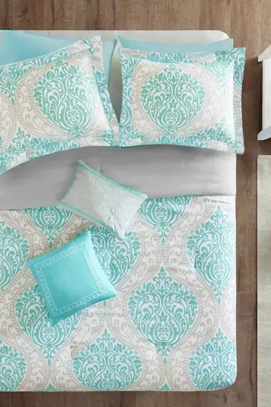 Fitted Sheet Duvet Cover Set Double Size OTTOMAN Turquoise-ottoman turquoise - 2