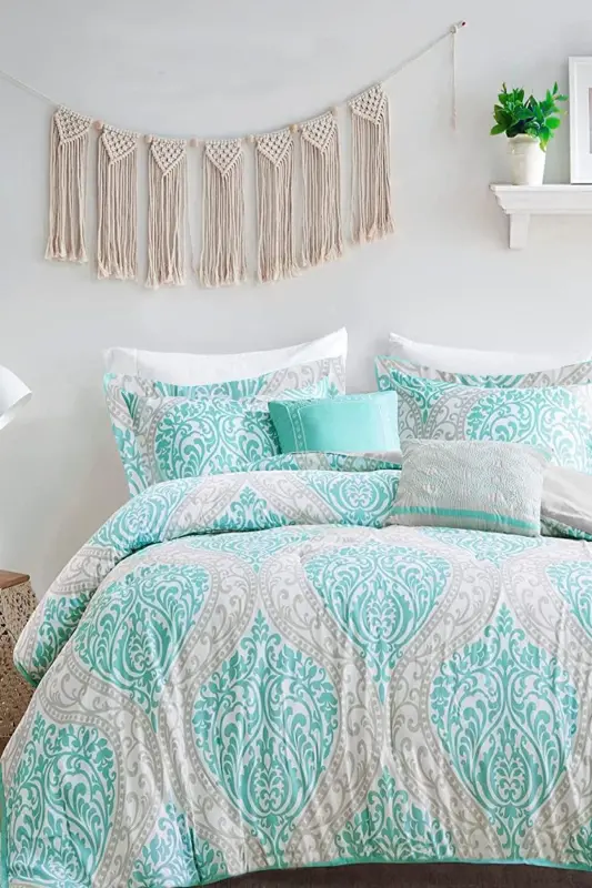 Fitted Sheet Duvet Cover Set Double Size OTTOMAN Turquoise-ottoman turquoise - İQON