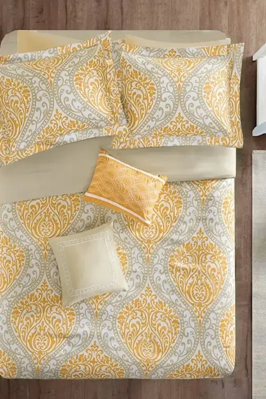 Fitted Sheet Duvet Cover Set Double Size OTTOMAN Yellow-ottoman yellow - 1