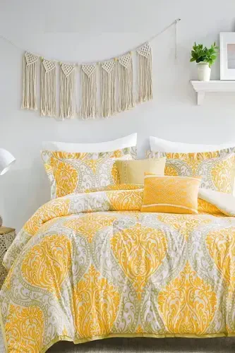 Fitted Sheet Duvet Cover Set Double Size OTTOMAN Yellow-ottoman yellow - İQON (1)