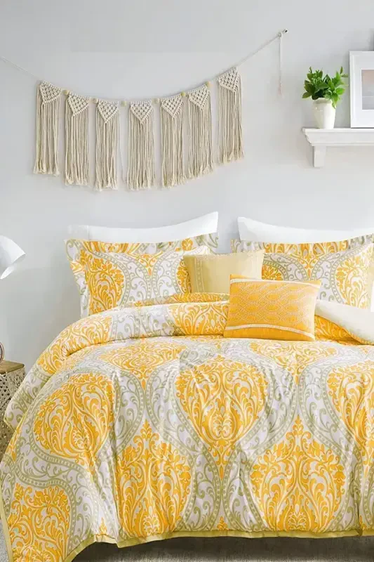 Fitted Sheet Duvet Cover Set Double Size OTTOMAN Yellow-ottoman yellow - 2