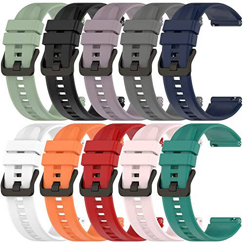 FitTurn 10-Pack Band, совместимый с FITVII H56 HM57 HM78, RUIMEN D1 H1, TOOBUR IDW16, KEEPONFIT IDW21, TOZO S5 Smart Watch Bands, 22mm быстросъемный регулируемый силиконовый ремешок для запястья, заменяющий ремешок для фитнес-трекера FITVII H56 - 1