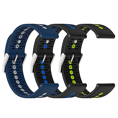 FitTurn 3PACK Bands Compatible with Cubitt CT4/CT2 Pro GPS Watch - Colorful Air Holes Design Quick Release Bands Sport Strap Wristband Silicone for Cubitt CT4/CT2 Pro GPS Smart Watch - 1