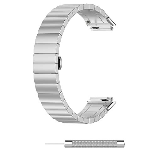 FitTurn Replacement Metal Watch Band Compatible with FITVII Slim Smart Watch Stainless Steel Metal Watch Link Band Adjustable Metal Wristbands Accessories for FITVII Slim Fitness Tracker - 5