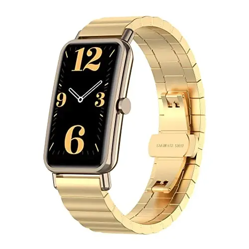 FitTurn Replacement Metal Watch Band Compatible with FITVII Slim Smart Watch Stainless Steel Metal Watch Link Band Adjustable Metal Wristbands Accessories for FITVII Slim Fitness Tracker - 7