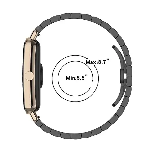 FitTurn Replacement Metal Watch Band Compatible with FITVII Slim Smart Watch Stainless Steel Metal Watch Link Band Adjustable Metal Wristbands Accessories for FITVII Slim Fitness Tracker - 2