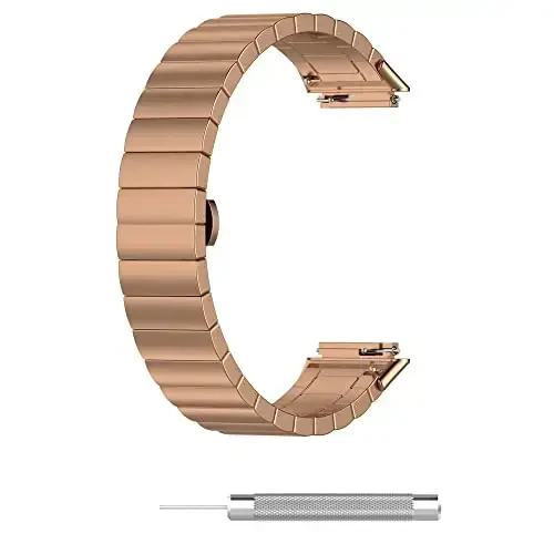 FitTurn Replacement Metal Watch Band Compatible with FITVII Slim Smart Watch Stainless Steel Metal Watch Link Band Adjustable Metal Wristbands Accessories for FITVII Slim Fitness Tracker - 7