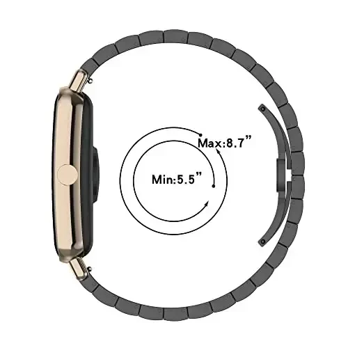 FitTurn Replacement Metal Watch Band Compatible with FITVII Slim Smart Watch Stainless Steel Metal Watch Link Band Adjustable Metal Wristbands Accessories for FITVII Slim Fitness Tracker - FitTurn (1)