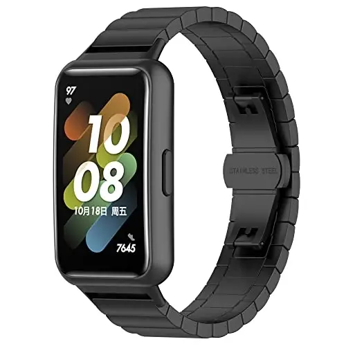 FitTurn Replacement Metal Watch Band Compatible with FITVII Slim Smart Watch Stainless Steel Metal Watch Link Band Adjustable Metal Wristbands Accessories for FITVII Slim Fitness Tracker 