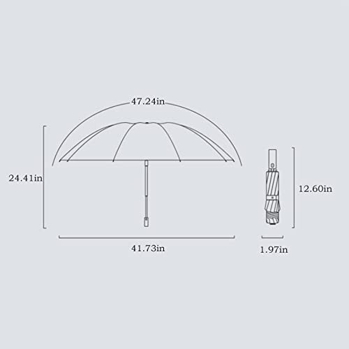 Fiudx Umbrella with Reflective Stripe LED Flashlight Handle, Folding Umbrellas for Rain & Sun - 2