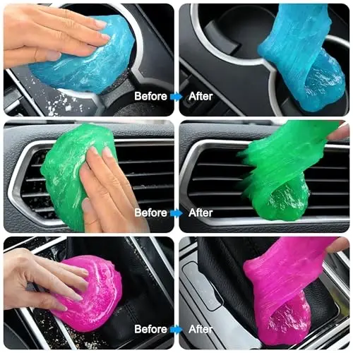 Car Cleaning Gels 4-Pack, Car Cleaning Putty Universal Auto Detailing Tools Car Interior Cleaner, Dust Cleaning Slime, Car Accessories for Car Vents & Keyboards, Clean Supplies– 320g (2.8oz/pcs) - 3