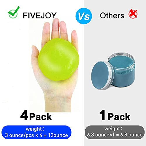 FiveJoy Avtomobil Tozalash Gellar, 4-paket Universal Avto Detallash Vositalari Avto Ichki Tozalash Plastilini, Chang'i Tozalash Loyi shaxsiy kompyuter, planshet, noutbuk klaviaturasi, kamera, printerlar, kalkulyator uchun - 320g (2,8oz/ dona) - 11