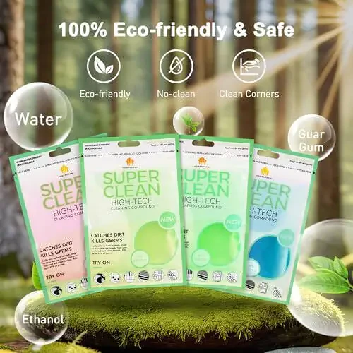 FiveJoy Avtomobil Tozalash Gellar, 4-paket Universal Avto Detallash Vositalari Avto Ichki Tozalash Plastilini, Chang'i Tozalash Loyi shaxsiy kompyuter, planshet, noutbuk klaviaturasi, kamera, printerlar, kalkulyator uchun - 320g (2,8oz/ dona) - 6