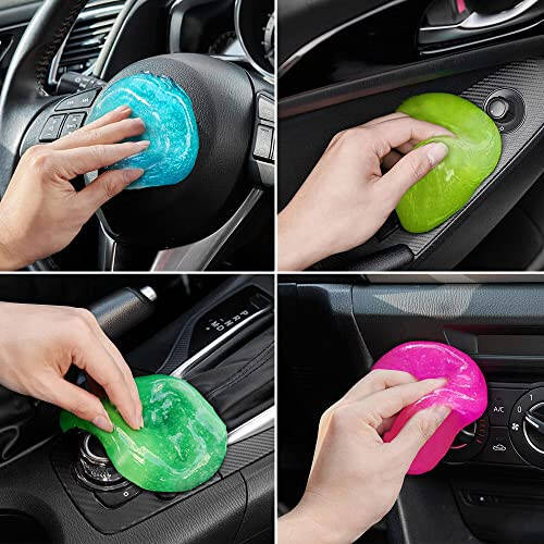 FiveJoy Car Cleaning Gels, 4-Pack Universal Auto Detailing Tools Car Interior Cleaner Putty, Dust Cleaning Mud for PC Tablet Laptop Keyboard, Camera, Printers, Calculator - 320g (2.8oz/pcs) - 7