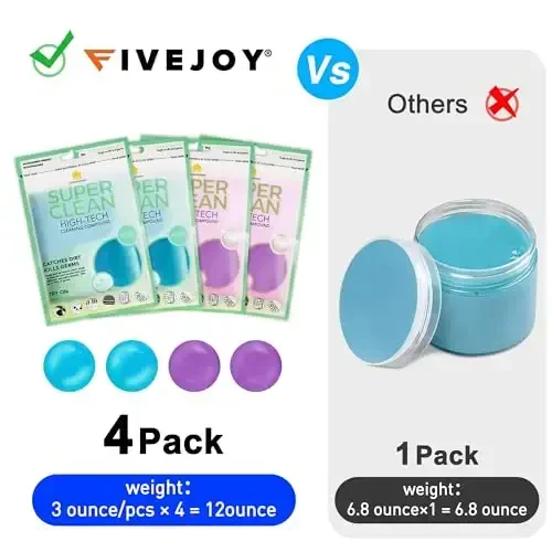 FiveJoy Car Cleaning Gels, 4-Pack Universal Auto Detailing Tools Car Interior Cleaner Putty, PC planshet noutbuk klaviaturasi, kamera, printerlar, kalkulyator uchun chang tozalash loyi - 320g (2.8oz/dona) - 3
