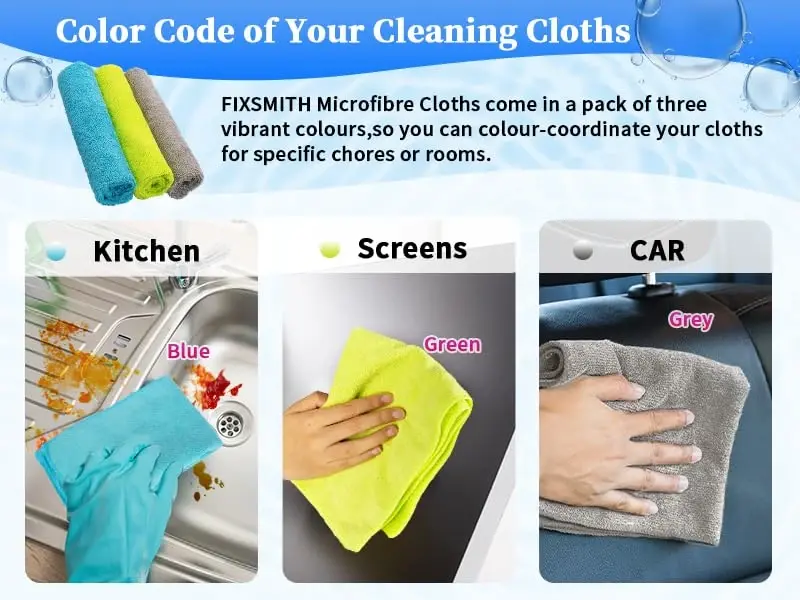 FIXSMITH Shop Towels-400 Pack, Multi-Functional Shop Rags, 12 x 16 in Microfiber Cleaning Cloth, Highly Absorbent Cleaning Rags, Cleaning Towels for Car Kitchen Home Office - 3