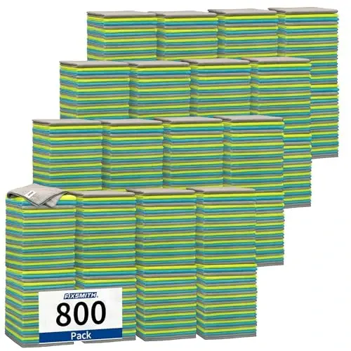 FIXSMITH Shop Towels-800 Pack, Multi-Functional Shop Rags, 12 x 16 in Microfiber Cleaning Cloth, Highly Absorbent Cleaning Rags, Cleaning Towels for Car Kitchen Home Office 