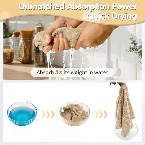 FIXSMITH Beige Microfiber Cleaning Cloth -Pack of 8, Highly Absorbent Cleaning Rags, 16