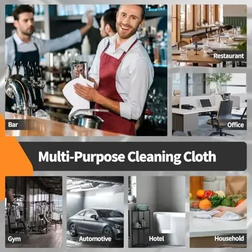 FIXSMITH Белая ткань из микрофибры для уборки - упаковка из 12 штук, хорошо впитывающие тряпки для уборки, 16