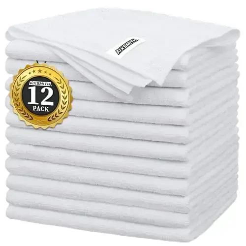FIXSMITH White Microfiber Cleaning Cloth -Pack of 12, Highly Absorbent Cleaning Rags, 16