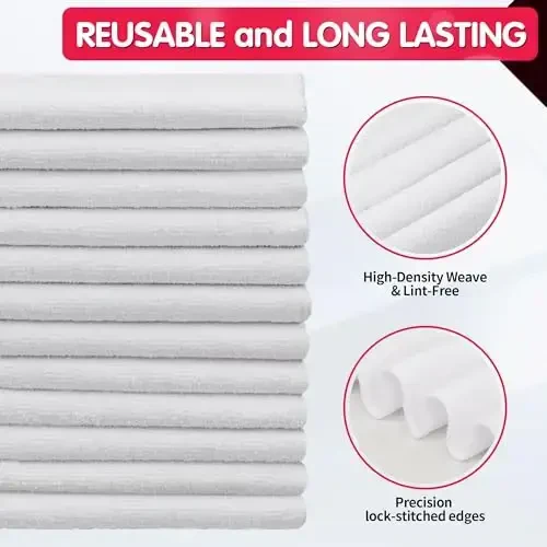 FIXSMITH White Microfiber Cleaning Cloth -Pack of 12, Highly Absorbent Cleaning Rags, 16