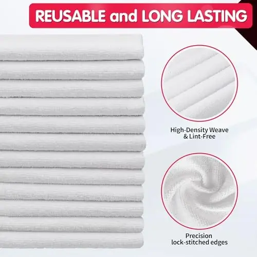 FIXSMITH White Microfiber Cleaning Cloth, Pack of 50, 16