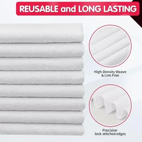 FIXSMITH Beyaz Mikrofiber Temizlik Bezi - 8'li Paket, Yüksek Emici Temizlik Bezleri, 16