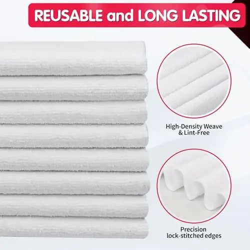 FIXSMITH White Microfiber Cleaning Cloth -Pack of 8, Highly Absorbent Cleaning Rags, 16