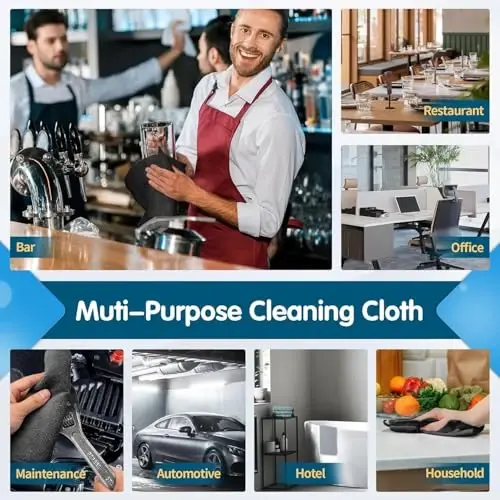 FIXSMITH Black Microfiber Cleaning Cloth -Pack of 12, Highly Absorbent Cleaning Rags, 16